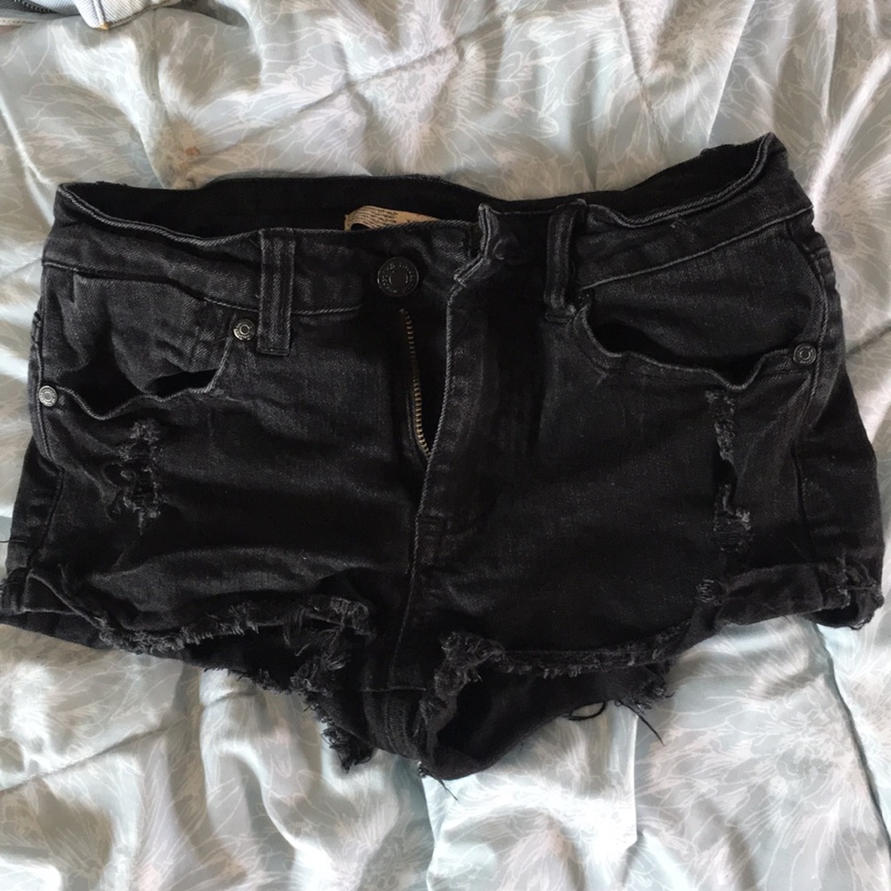 Black High Rise Jean Shorts